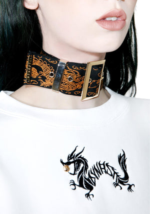 Chasing Dragons Brocade Belt Collar