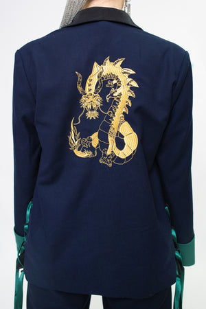 Azure Dragon Embroidered Blazer