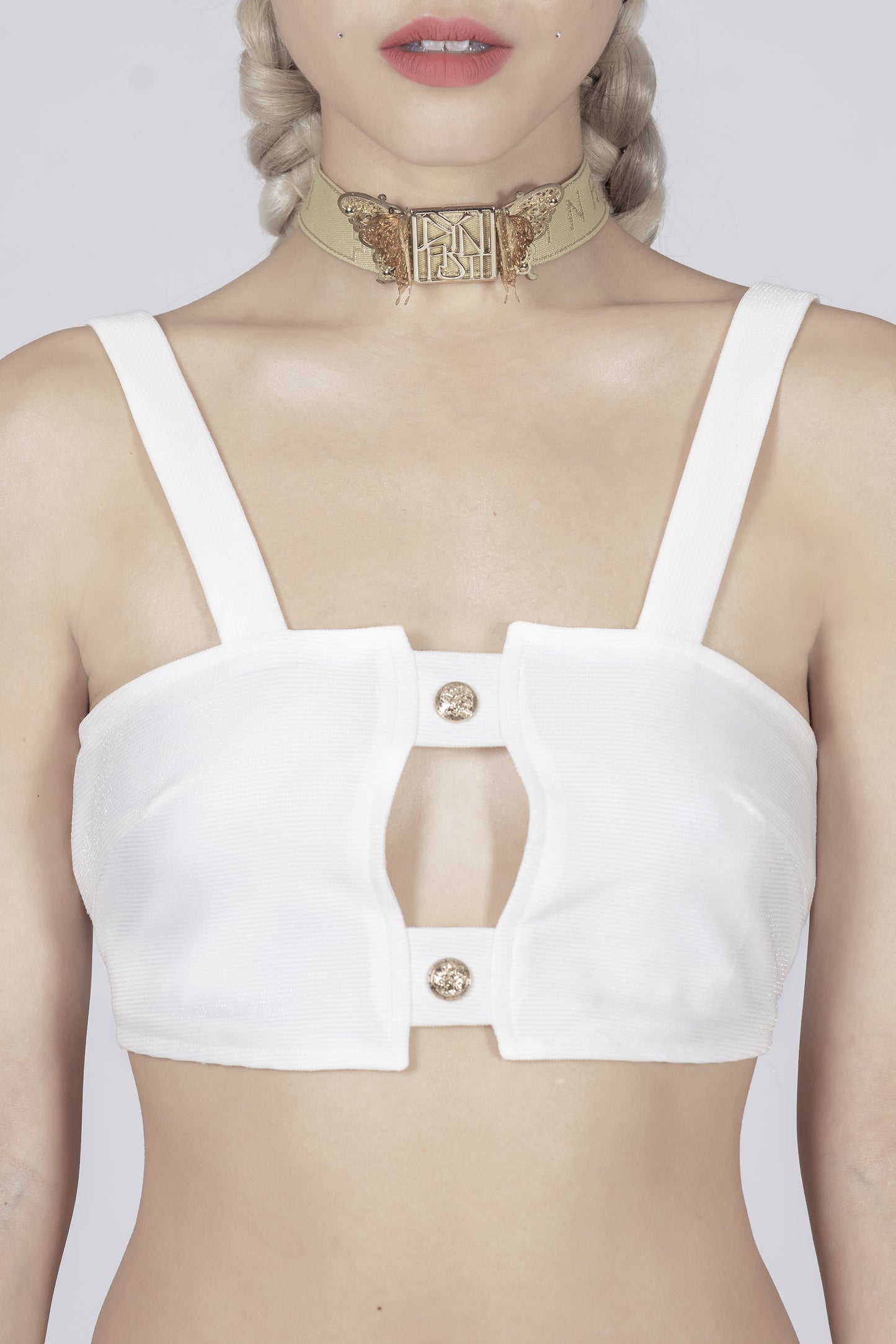 Madame Marilyn Luxe 3D Butterfly Noir Champagne Choker