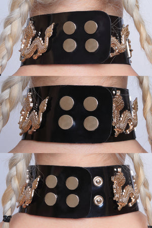 Forbidden S*X Leather Choker with Gold Hardware