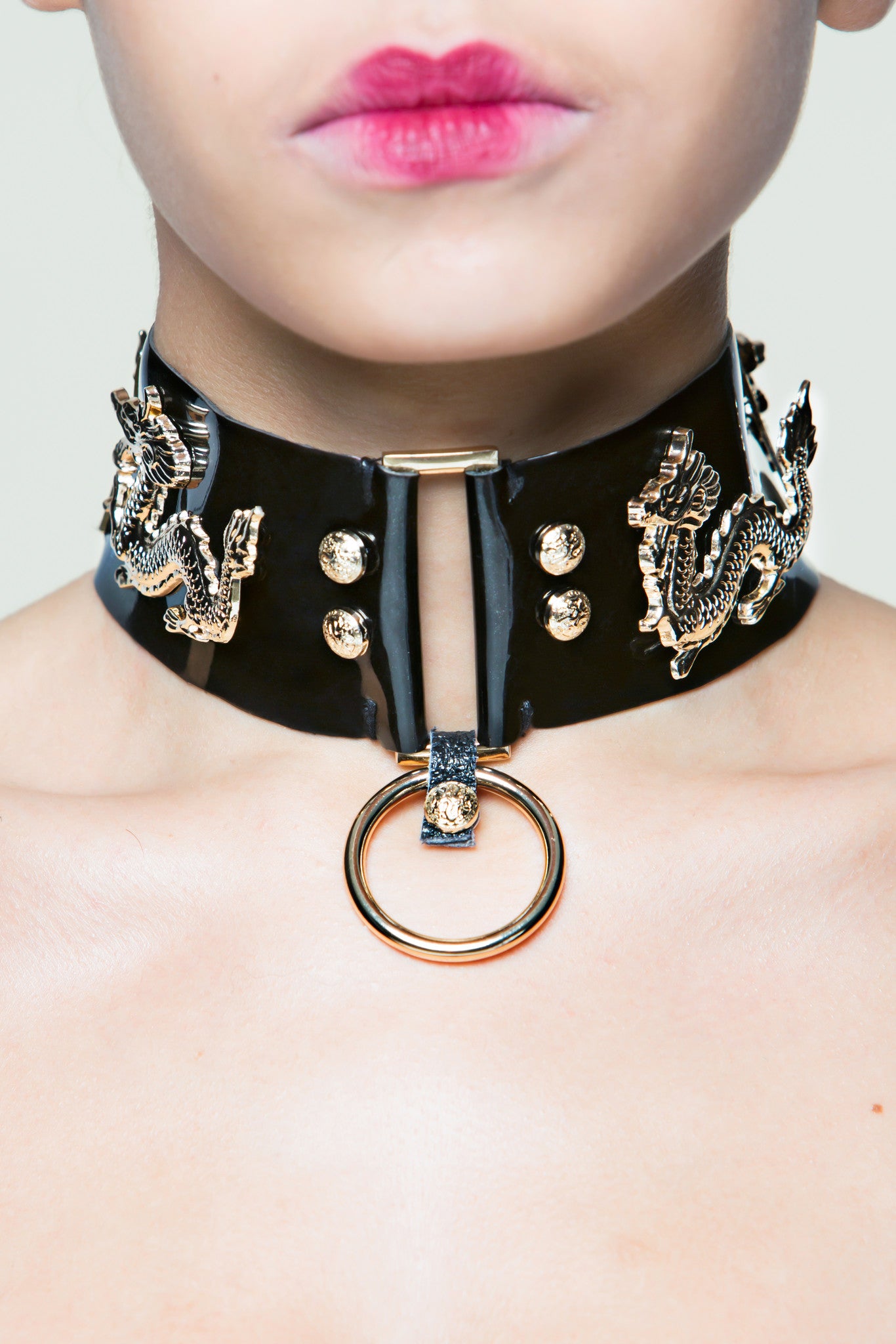 Forbidden S*X Leather Choker with Gold Hardware
