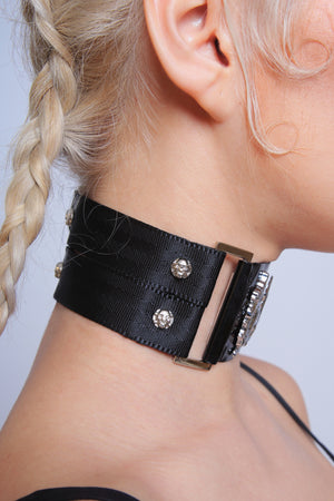 Gothic Dragon Collar with Skull Studs